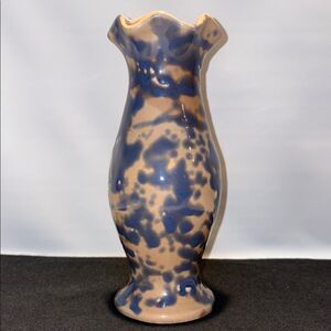 Elegant Blue and Tan Ceramic Vase